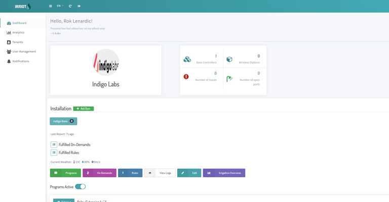 Irriot Dashboard